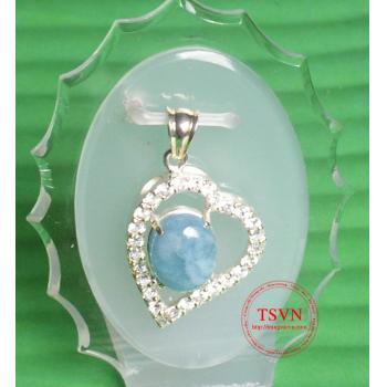 Mặt dây gắn đá aquamarin 1