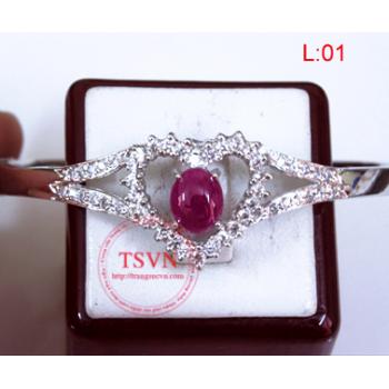 Kiềng vàng trắng gắng đá quý ruby