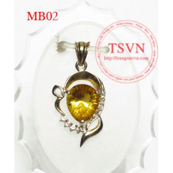 Mặt dây bạc gắn đá thạch anh vàng