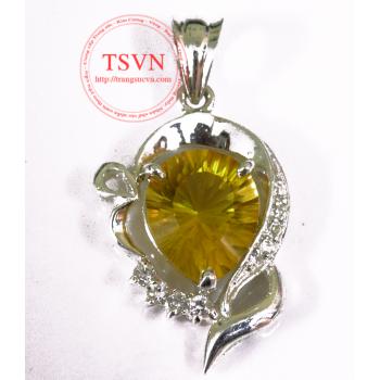 Mặt dây bạc gắn đá thạch anh vàng