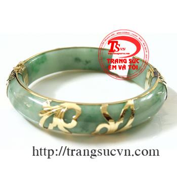 Vòng ngọc jadeite lá hẹ-dát vàng
