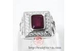 Nhẫn vàng trắng 14k đá ruby