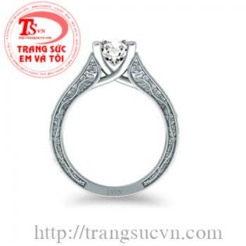 Nhẫn đính hôn kim cương vàng trắng 14k màu sắc đẹp, chất lượng cao, chế tác công nghệ 3D mang lại sự sắc nét cho từng đường nét sản phẩm