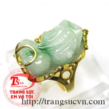 Sản phẩm bền đẹp hợp phong thủy, khách hàng có thể đặt hàng theo yêu cầu. Nhẫn vàng tỳ hưu_Jadeite (vàng 14K)
