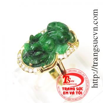 Nhẫn tỳ hưu vàng vàng 14k