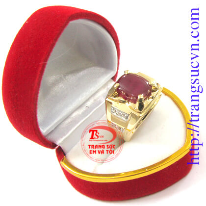 nhẫn nam ruby phong cách, nhẫn nam vàng 14k đính đá Ruby đỏ mệnh Hỏa, nhẫn nam thiết kế đẹp, giá chuẩn
