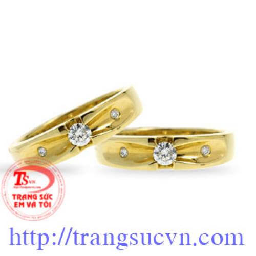 đôi nhẫn cưới vàng 14k