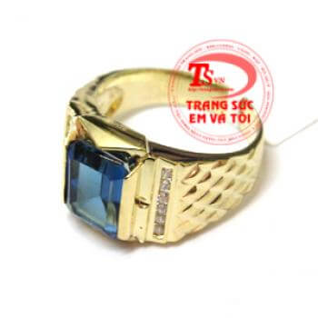 Bán nhẫn nam vàng 14k gắn topaz kèm giấy kiểm định đá quý và Vàng,bảo hành 1 năm,đặt nhẫn nam vàng 14k đá topaz thiên nhiên