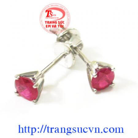 Hoa tai Ruby thiên nhiên tinh tế