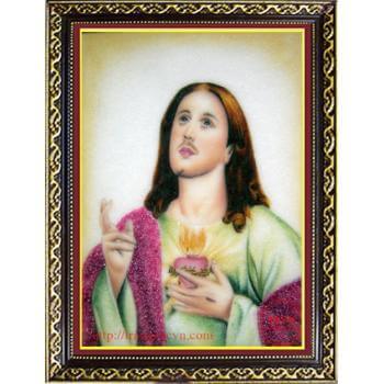 Tranh đá quý CHÚA GIÊ SU TỎ TRÁI TIM