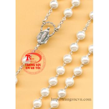 Tràng mân côi bạc gắn ngọc trai