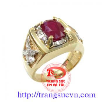 Nhẫn nam ruby thiên nhiên