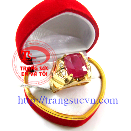 Nhẫn nam ruby Facet chất lượng đảm bảo, có giấy kiểm định vàng,giấy bảo hành sản phẩm, nhẫn nam ruby thiên nhiên, nhẫn nam vàng