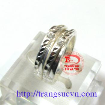 Nhẫn đôi bạc đá