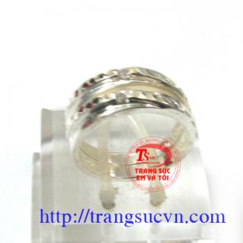 Nhẫn đôi bạc đá