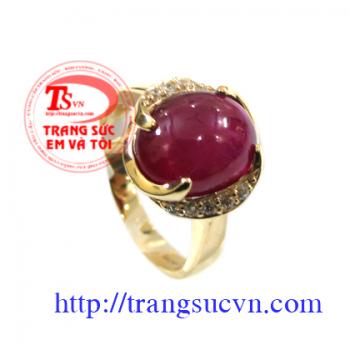 Nhẫn nữ ruby cabochon