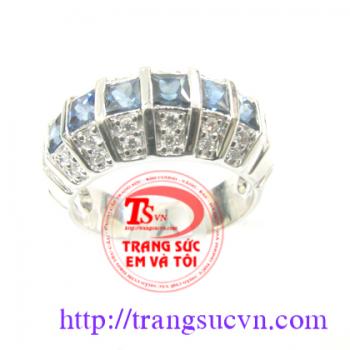 Nhẫn nam saphir vuông kết