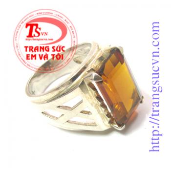 Nhẫn nam bạc Thạch Anh Vàng