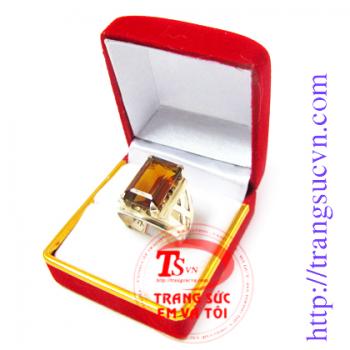 Nhẫn nam bạc Thạch Anh Vàng