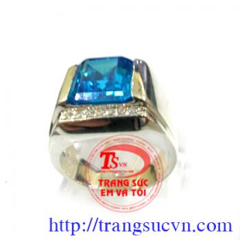 Nhẫn nam bạc đá topaz