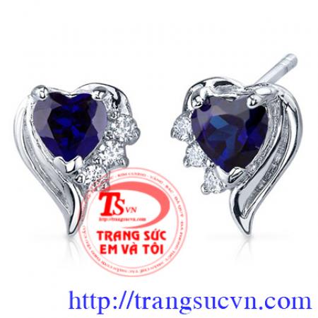 Hoa tai vàng trắng Saphire