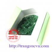 Mặt ngọc bội long phượng màu xanh lá cây