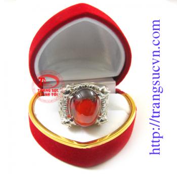 Nhẫn bạc nam đá đỏ