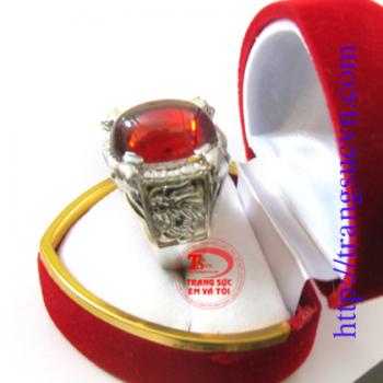 Nhẫn bạc nam đá đỏ