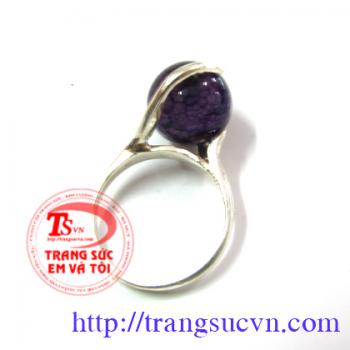 Nhẫn Hạt Thạch Anh Tím