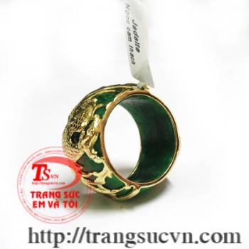 Nhẫn ngọc cẩm thạch thiên nhiên, nhẫn ngọc bọc phượng hoàng phù hợp cho nam đeo ngón cái, ngón trỏ