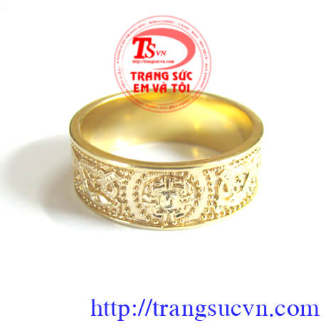 Nhẫn nam hoa văn cầu kỳ được chế tác trên chất liệu chính vàng 18k ( Sản phẩm có kèm theo giấy kiểm định vàng)