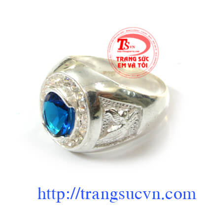 Nhẫn bạc đá xanh