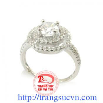 Nhẫn bạc đá trắng kiểu đẹp