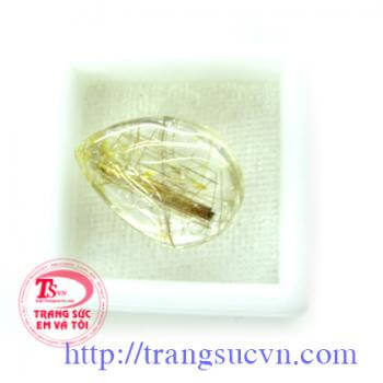 Viên thạch anh tóc nâu và vàng