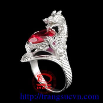 Nhẫn rồng nhả ngọc ruby, vàng 14K