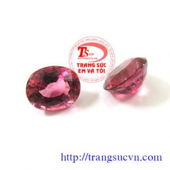 Đá toumaline hồng thiên nhiên 3,9 ct/2 viên