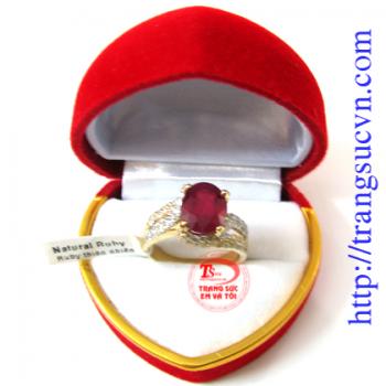 Nhẫn nữ vàng gắn đá quý ruby thiên nhiên dành cho phái đẹp, đeo hợp thời trang và quý phái