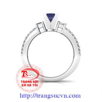 Nhẫn nữ vàng gắn đá quý Sapphire thiên nhiên dành cho phái đẹp, đeo hợp thời trang và quý phái