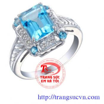 Nhẫn nữ vàng gắn đá Topaz dành cho phái đẹp, đeo hợp thời trang và quý phái