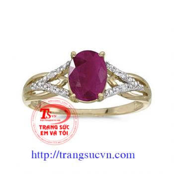 Nhẫn nữ vàng gắn đá quý ruby thiên nhiên dành cho phái đẹp