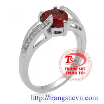 Nhẫn nữ vàng gắn đá quý ruby thiên nhiên dành cho phái đẹp, đeo hợp thời trang và quý phái