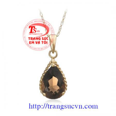 Bán Mặt dây vàng đá thạch anh khói bền đẹp, chất lượng Mặt dây vàng đá thạch anh khói bán toàn quốc 