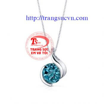 Mặt dây topaz vàng trắng được chế tác từ vàng 18k,Mặt dây topaz vàng trắng