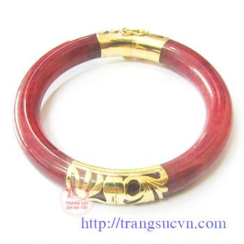 Vòng ngọc đỏ bọc vàng 14K
