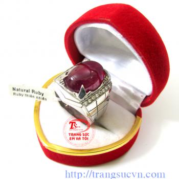 Nhẫn bạc đá ruby