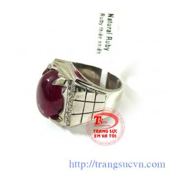 Nhẫn bạc đá ruby