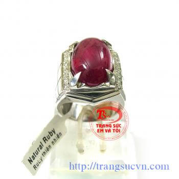 Nhẫn bạc đá ruby