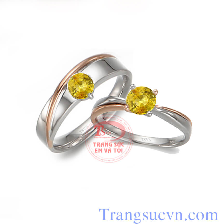 Nhẫn cưới đá sapphire vàng