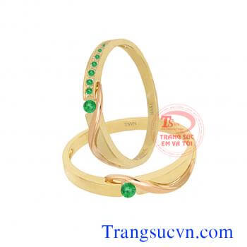 Nhẫn cưới đá Diopside