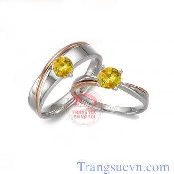 Nhẫn cưới đá sapphire vàng
